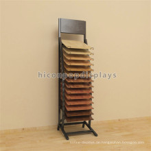 Metal Showroom Werbung Display Stand, Einzelhandel Floor Hook Holz Bodenbelag Display Stand Free Standing